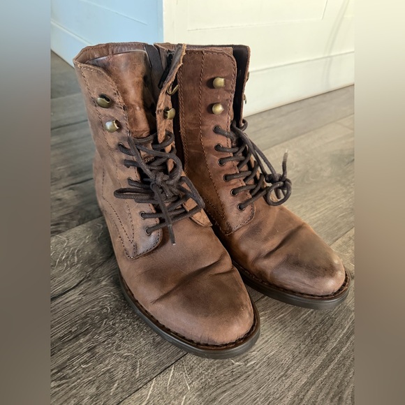 Born Boreen Boots Women's Size 8.5 Brown Leather Rustic Lace Up Combat Boots - Picture 9 of 13